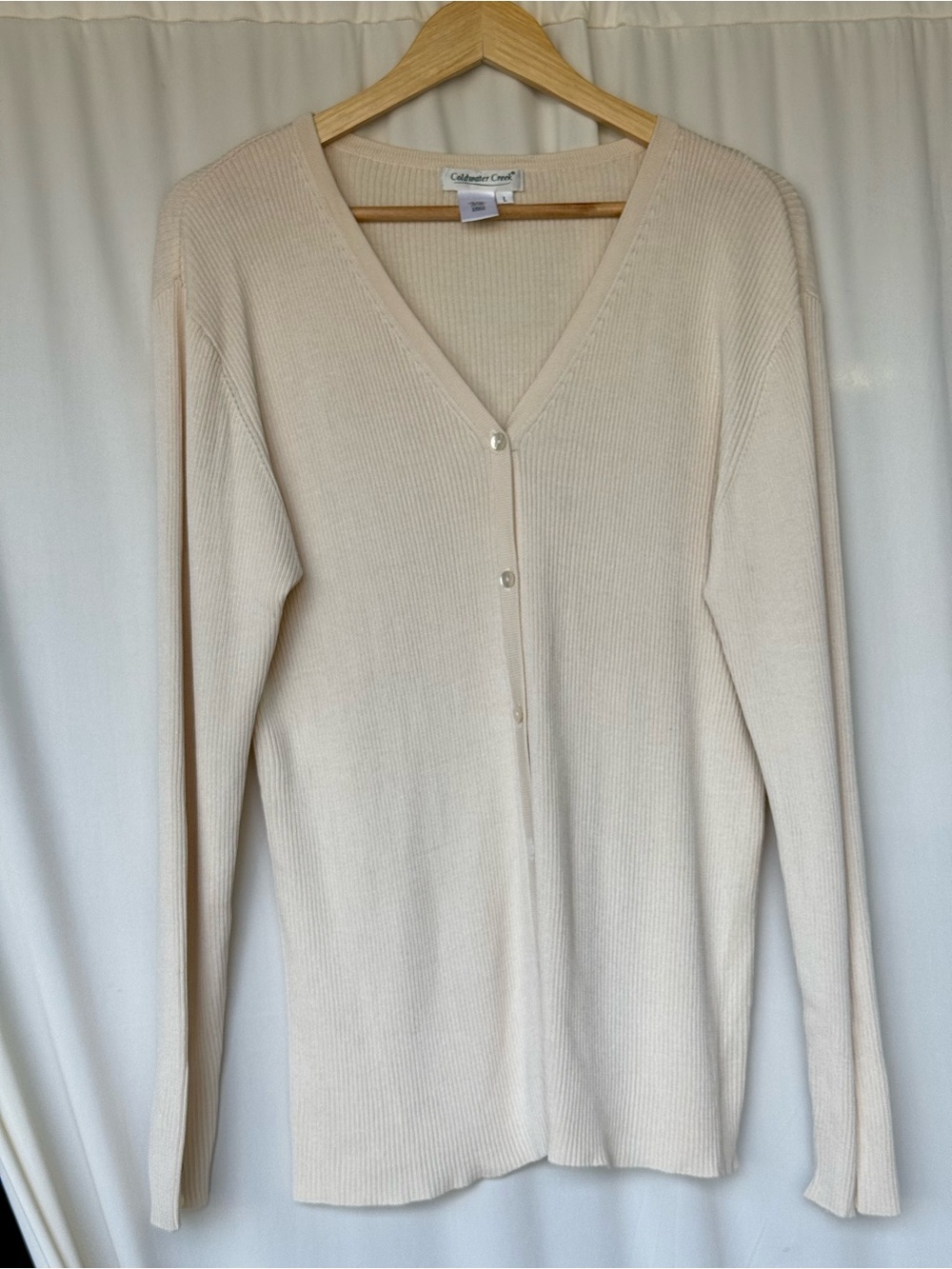 Coldwater Creek Ivory Silk Cotton Cardigan L